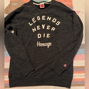 Homage Legends Never Die Charcoal Crewneck Sweatshirt XL Made In USA